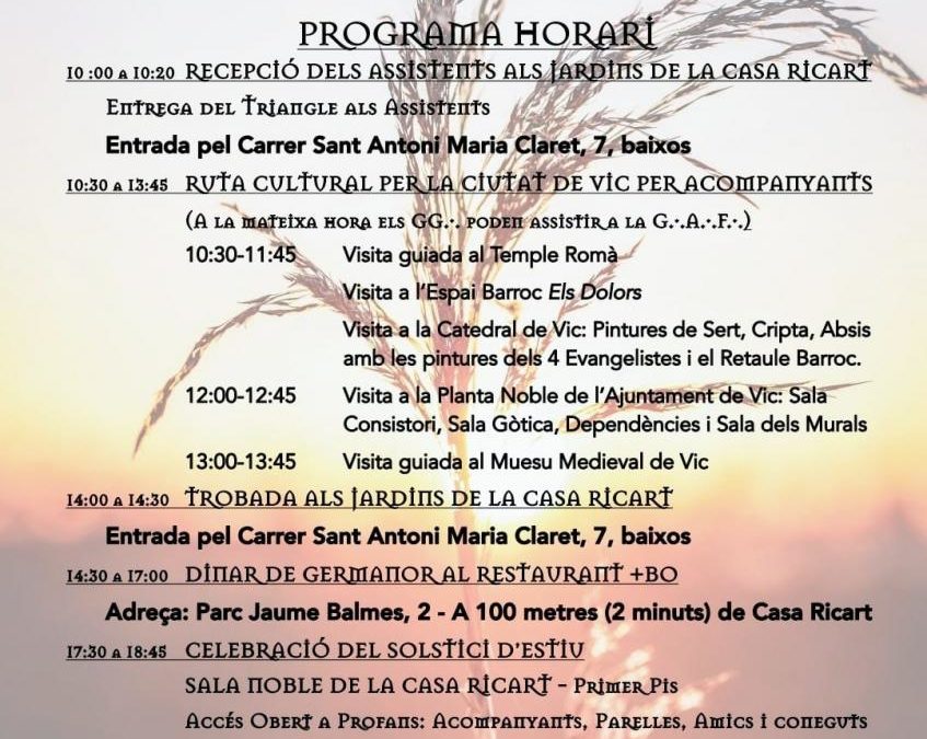 SOLSTICI: CELEBRACIÓ DEL SOLSTICI D’ESTIU 2023